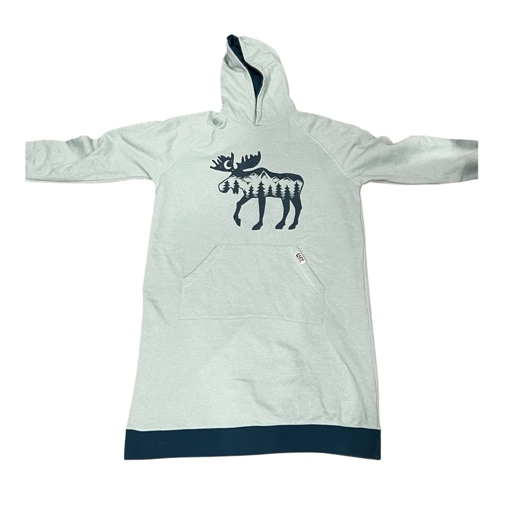 Lazy One Oversized Sleep Mountain Moose Sleep Hoodie Long Length Lounge Large XL - Picture 3 of 11